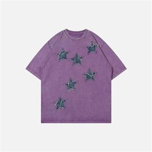 เสื้อทีเชิ้ตระบายอากาศได้ดีผ้าแคนวาสแขนสั้นสำหรับผู้ชายเสื้อคอกลมเย็บสองชั้นซักด้วยหินขนาดใหญ่พิเศษโลโก้ส่วนตัว - Product Image 2