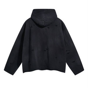 เสื้อฮู้ดแบบกอธฉีกเป็นชิ้นๆแบบสวมหัวโอเวอร์ไซส์สำหรับผู้ชายผู้หญิงเสื้อสเวตเชิ้ตผ้าคอตตอนแนวสตรีทแวร์สไตล์กรันจ์แนวพังก์สำหรับ100% - Product Image 2