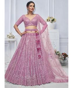 Bridal Wedding Heavy Pakistani LehengaCholi for <b>Women</b> in Red with Luxury Sequin Work - Product Image 6