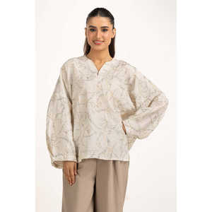 Chemises décontractées en lin à imprimé floral, coupe classique WM-CS-WS25-014 - Product Image 1