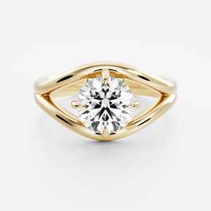 Anillo de diamante Moissanite corte brillante redondo Vintage diseño de onda contorneada curvada para regalo de compromiso de boda fiesta aniversario - Product Image 4