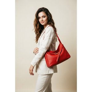 Sac à bandoulière souple en cuir Dollaro véritable pour femme Art. 26084-Fabriqué en Italie" - Product Image 2