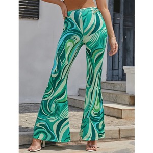 Cravate teinture taille haute pantalon évider pantalon évasé été automne nouveau pantalon ample à jambes larges femmes Sexy Leggings pantalon - Product Image 3