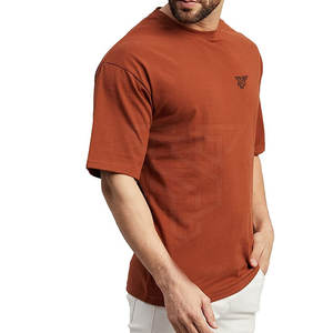 T-shirt décontracté pour homme le plus vendu, séchage rapide, design à épaules tombantes, en coton/fibre de bambou confortable, motif uni - Product Image 5