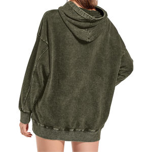 Bajo MOQ Moda Lavado ácido Sudaderas con capucha para mujer Algodón Manga larga Cadena Tallas grandes Ropa de invierno Lisa Sudaderas con capucha para mujer - Product Image 3