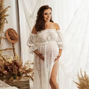 波西米亚蕾丝孕妇装婴儿淋浴摄影礼服