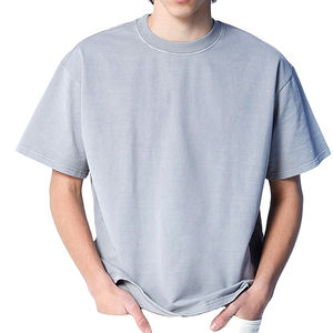 2025 gros coupe ample hommes T-Shirt 100% coton imprimé uni imprimé surdimensionné coton blanc T-Shirt - Product Image 4