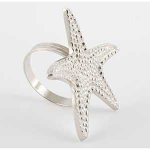 Servilleteros hechos a mano de estrella de mar de plata de nuevo diseño antiguo, servilletero de Metal creativo, Juego de 4 soportes de pañuelos a precio de mayorista - Product Image 2