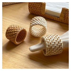 Anneaux de serviette en rotin tressé à la main, décoratifs pour anniversaire, mariage, restaurant, hôtel, décoration de table, fête - Caryln - Product Image 1