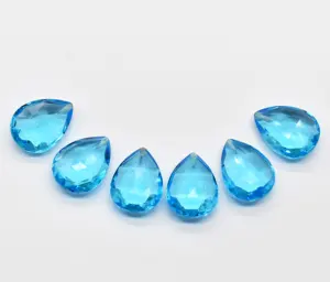蓝色黄玉梨刻面杏仁24X8X10MM毫米松散宝石实验室创造宝石顶级质量刻面。