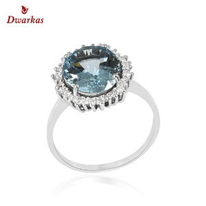 Clásico simple de alta calidad aguamarina piedra preciosa 925 plata esterlina multi piedra CZ anillos - Product Image 1