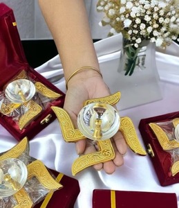 Haute qualité argent et plaqué or croix gammée Diya pour faveurs de mariage cadeau Diya support lampe à huile pour la maison Mandir Pooja décor cadeaux - Product Image 3