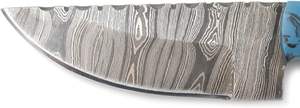 Couteau à lame fixe en acier damas fait à la main de qualité supérieure gaine en cuir supportée OEM Style Cowboy pour la chasse Camping en plein air - Product Image 3