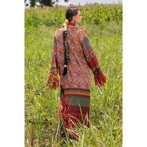 Conjunto de traje de dos piezas sin coser de tela de algodón para mujer, color marrón, marca Gul Ahmed - Product Image 6