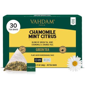VAHDAM, Chamomile Mint Citrus Green <b>Tea</b> Bags (30 Count) - Product Image 1