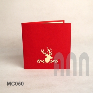 Cartes de vœux rectangulaires en papier 3D faites à la main avec rennes de Noël, avec enveloppe - Product Image 5