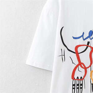 Custom Made Solid Color Women's T-Shirt Fashion <b>Distressed</b> Embroidery Summer Style - Product Image 6