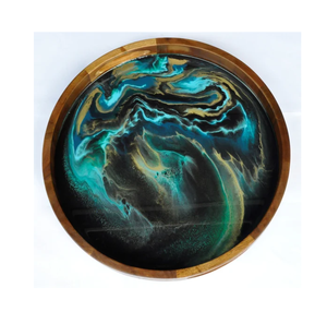 ถาดอาหารเช้าไม้และเรซิ่น ลายคริสต์มาส ทรงกลม ถาดเสิร์ฟทรงสี่เหลี่ยมผืนผ้าทำจากอีพ็อกซี่เรซิ่น - Product Image 1