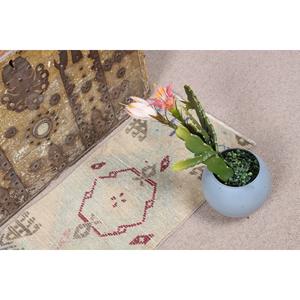 Alfombra Turca, Alfombra Pequeña de 1.2x2.8 pies, Alfombra de Lana Azul y Roja - Product Image 4