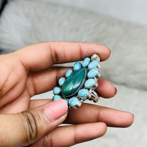 Bague en argent sterling naturel Bague turquoise Belle bague Bague mode en argent sterling - Product Image 4