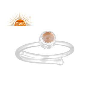 แหวนซ้อนพลอยซิทรีนธรรมชาติทำจากเงินแท้ปรับแต่งได้สำหรับ925ล่าสุด - Product Image 1