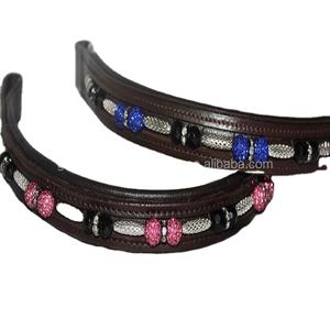 Banda de cuero para cejas de caballo, accesorio hecho a mano con perlas de lujo y cristal multicolor, cuentas, canal vacío, alta calidad - Product Image 1