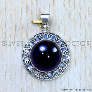 Colgante de Amatista Natural Hecho a Mano, Joyería al por Mayor, Colgantes de Plata de Ley 925 - Product Image 2