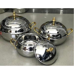 Casserole dorée avec couvercle supérieur blanc Casserole en métal de qualité exclusive pour la vaisselle et le service des aliments Hot Pot - Product Image 5