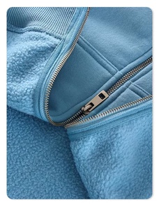 Sudadera con Capucha Casual de Alta Calidad de 400 g/m², Color Puro, Doble Cremallera, Forro Polar, 100% Algodón, Bordada, Básica, para Hombre - Product Image 4