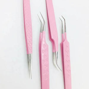 แหนบต่อขนตาสแตนเลสแบบคลาสสิกสีชมพูอุปกรณ์ขนตาที่มีด้ามจับปลายแหลมออกแบบโลโก้ได้ตามต้องการ - Product Image 3