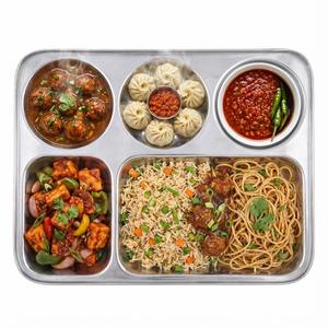 Assiettes de séparation en acier en gros pour la salle à manger à domicile, restaurant, 5 en 1, assiettes compartimentées en acier inoxydable - Product Image 3