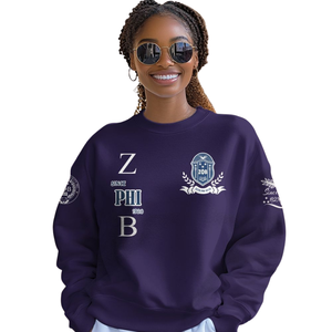 Sudadera con Cuello Redondo Zeta Phi Beta Greek Apparel 1920 para Mujer, Azul, Bordada, Estilo Pullover - Product Image 4