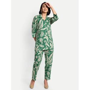 Conjunto de pantalones elegantes informales con estampado floral para mujer, pantalones potentes personalizados, conjunto Formal de 2 piezas de estilo occidental para ropa de vacaciones - Product Image 3