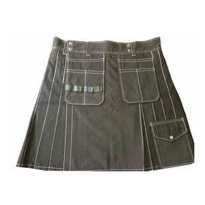 กระโปรงพับลายตารางของผู้ชาย2022ใหม่สายรัดหนังไฮบริด - Product Image 5