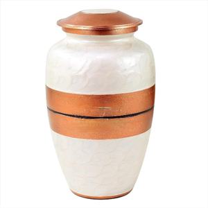 Urnes de crémation en métal en aluminium pour cendres et restes mortels | Magnifiques urnes faites à la main pour humains et animaux domestiques (bande de cuivre auréolée) - Product Image 2