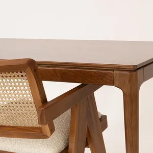 Escritorio Clásico Vintage para Oficina en Casa SINTERIOR, 140 cm, Madera de Caucho Sólida, Acabado en Nogal y Fresno, Cajones de Almacenamiento, Detalles Metálicos - Product Image 4