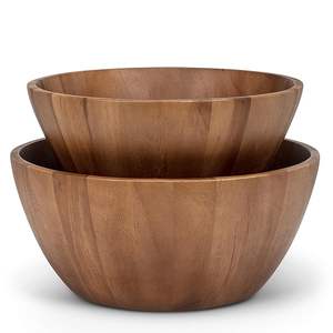 Ensemble de saladiers en bois d'acacia en bois naturel pour salade de fruits ou centre de table décoratif Grand bol en bois - Product Image 1