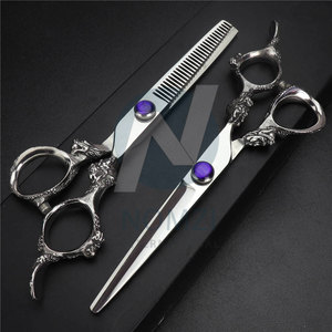 Vente en gros, dernier cri en acier inoxydable, ensemble de ciseaux de coiffeur avec poignée en forme de dragon, marque privée, salon de beauté, coiffure amincissante - Product Image 5