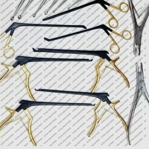 Rongeurs et curettes orthopédiques Lot de 15 instruments de chirurgie orthopédique de la colonne vertébrale en acier inoxydable Instruments de neurochirurgie manuelle - Product Image 3