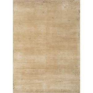 Tapis en laine et soie afghane noué à la main Entropy Gold, couleur unie, 9x12 rectangulaire, pour salon ou couloir - Esh-316 - Product Image 1