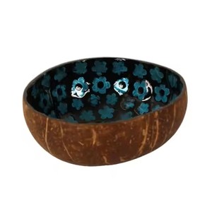 Artículo caliente precio barato flor fregona Coco tazón fregona con incrustaciones para cocina frutero tazón de comida al por mayor de Vietnam - Product Image 1