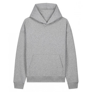 Top qualité gris clair plaine à capuche surdimensionné pull lourd polaire coton pour hommes femmes hiver chaud décontracté Streetwear sweats à capuche - Product Image 1