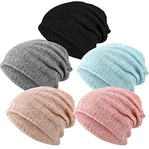 SATINIOR Juego de 5 Gorros de Punto para Mujer, Gorro Tipo Beanie, Gorro Quirúrgico Elástico, Pañuelo para la Cabeza con Diseño Jacquard (Colores Brillantes) - Product Image 1