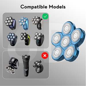 Afeitadora Eléctrica Rotativa para Hombre con 7 Cabezales de Corte, Resistente al Agua IPX7, Función Húmedo/Seco, Indicador, Cabezal de Repuesto para Cabeza Calva - Product Image 3