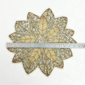 Handmade beaded <b>placemat</b> tablemat inch burgundy <b>red</b> bead charger plate - Product Image 2