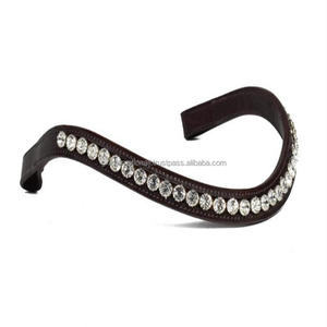 Banda de cejas de caballo de cuero de canal vacío hecha a mano clásica con incrustaciones de 1 Fila de cristales redondos blancos decorativos diamantes de imitación Diamante Bling - Product Image 6