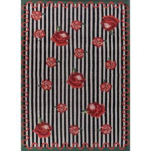 อัลฮัมบรา เกรย์&แบล็ค พรมขนสัตว์ทอลายเรียบ ลายดอกไม้ พรมปูพื้นทรงสี่เหลี่ยมผืนผ้าสำหรับบ้าน ห้องโถง หรือห้องนอน-ADWL-13236 - Product Image 1