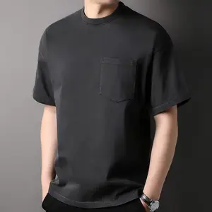 Camiseta cuadrada de gran tamaño de lujo para hombre, algodón pesado, ajuste holgado, hombro caído, logotipo personalizado, tela de punto, nuevo diseño Formal - Product Image 3