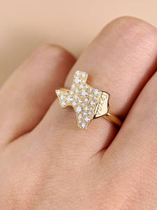 Moissanite Diamond State Ring Carte Contour de la Floride Homeland Cadeau personnalisé pour elle en or 14k State Shape Ring - Product Image 3