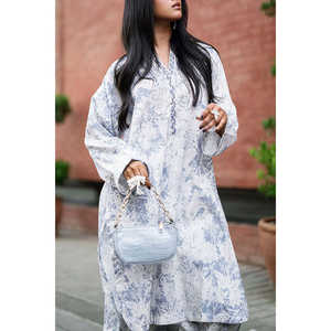 ชุดเซ็ตเสื้อครอปพิมพ์ลายย่นสไตล์ลำลองสำหรับผู้หญิง ไซส์ XS ถึง 5XL สำหรับฤดูใบไม้ผลิ/ฤดูร้อน ผลิตจากผ้าเครป - Product Image 2